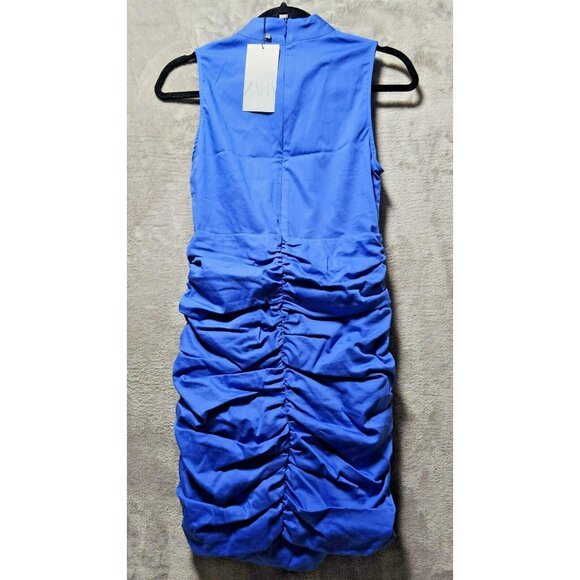ALT Bella Swan Twilight Zara Mini Dress Bodycon Size Medium Cobalt Blue Ruched - Picture 11 of 12